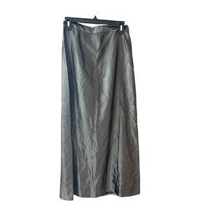 JR Nites Vintage 90s 8P Charcoal Grey Metallic Crinkle Maxi Skirt USA Whimsigoth